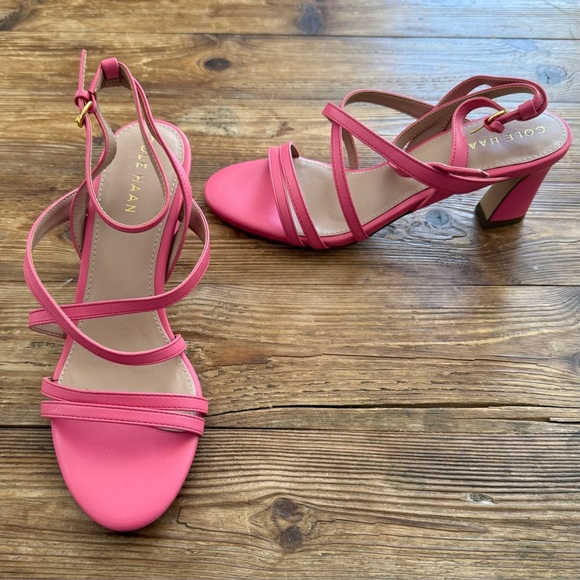 Cole Haan Leather Addie Strappy Sandals Women’s 5.5 Pink Cushion Comfortable NEW - Picture 2 of 9